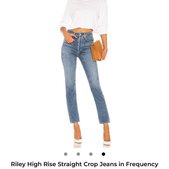 Agolde Riley High Rise Straight Crop Jeans in Frequency Blue